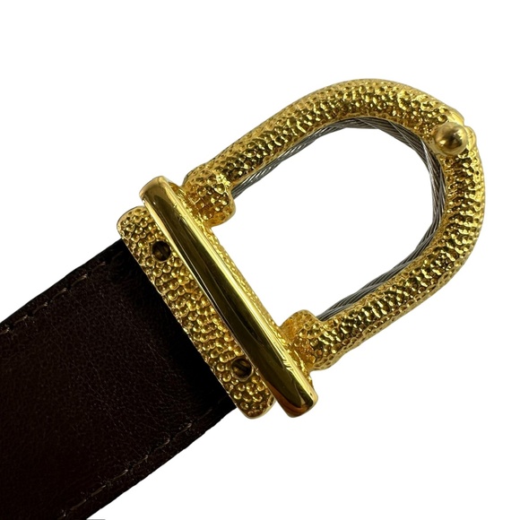 Vintage PHILIPPE CHARRIOL Rope Brown Genuine Leather Croc Pattern Belt Size 42 - Picture 6 of 11